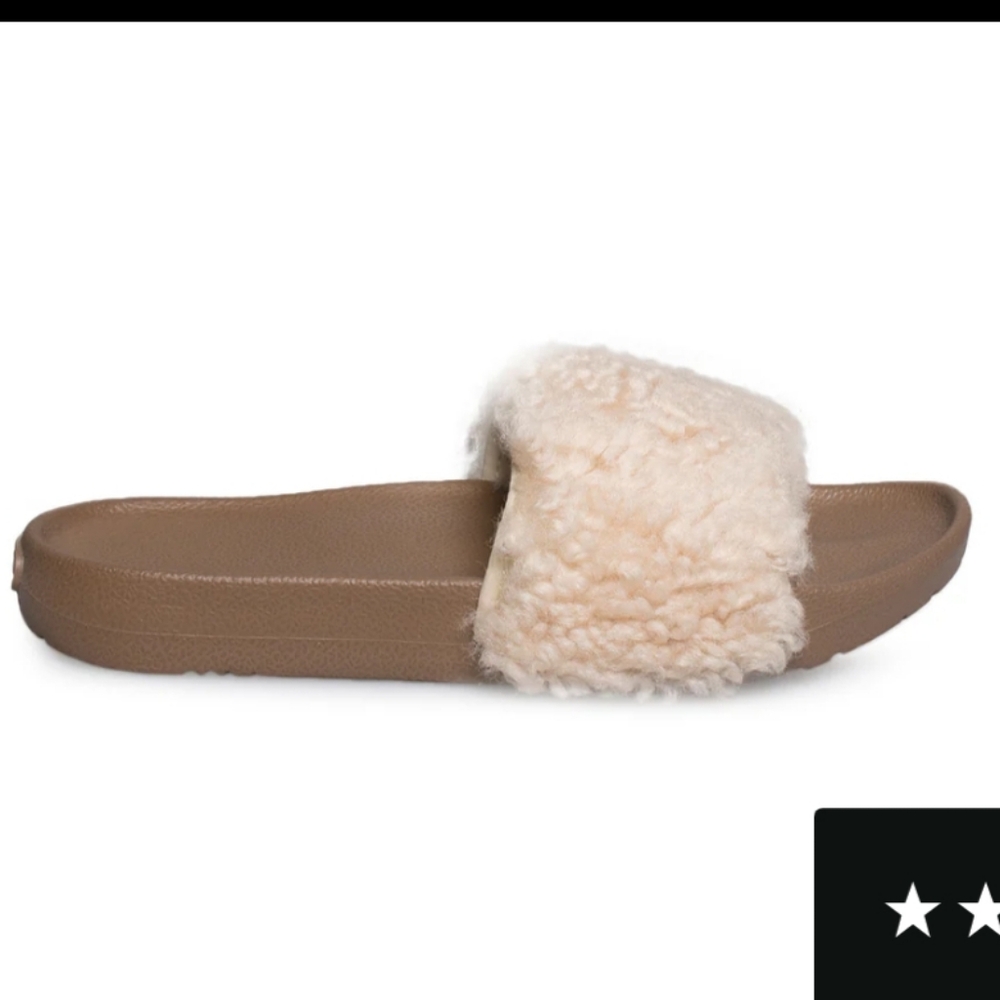 New Ugg Royale Natural Toscana Fur Curly Shearling Slide Slippers Size 8 - Picture 5 of 12